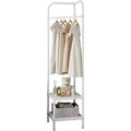 Metal Corner Coat Rack Freestanding with 2-Tier Shelves - Space Saving Garment Rack, Clothes Rail with Hooks