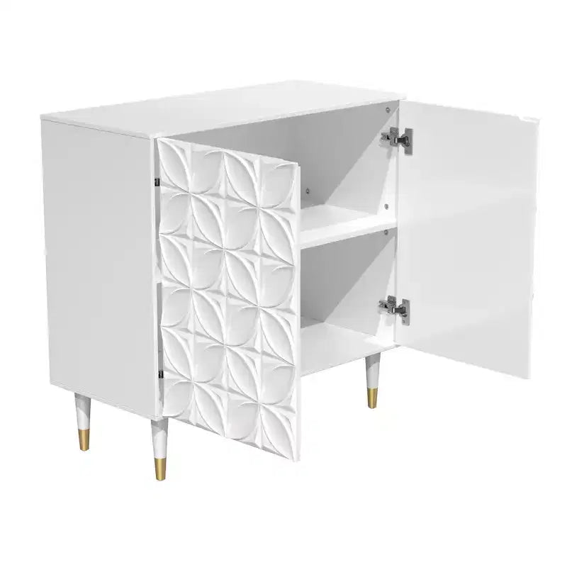 CLIHOME Madia a 2 ante con laccatura lucida, mobile multimediale, armadietto multiuso