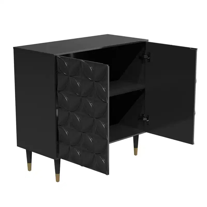 CLIHOME Madia a 2 ante con laccatura lucida, mobile multimediale, armadietto multiuso