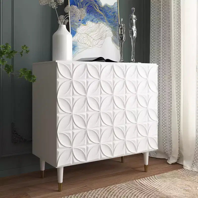 CLIHOME Madia a 2 ante con laccatura lucida, mobile multimediale, armadietto multiuso
