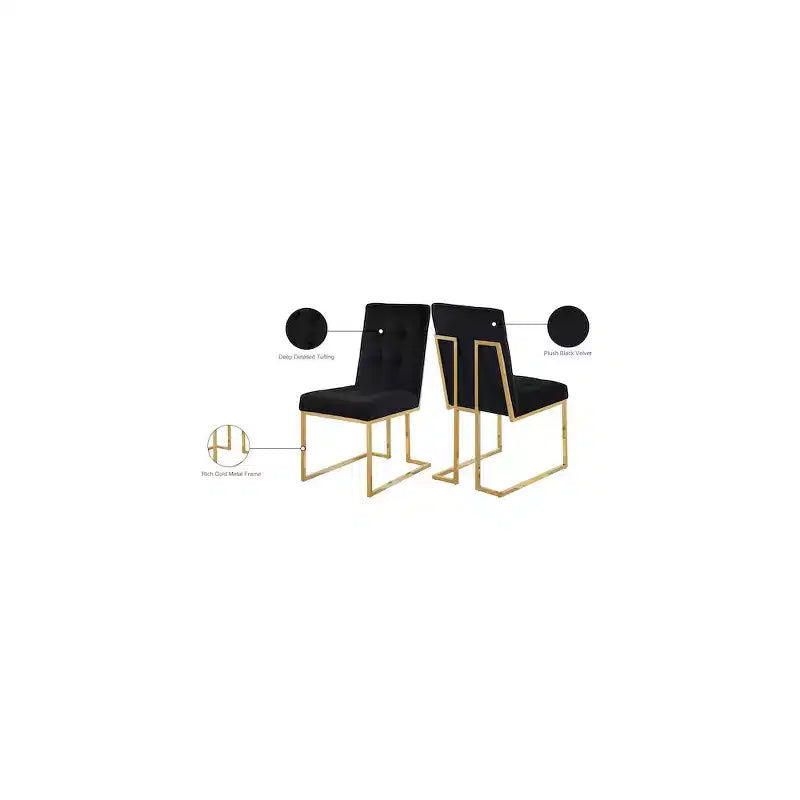 Meridian Furniture, Sedia da pranzo in velluto Pierre, Set da 2