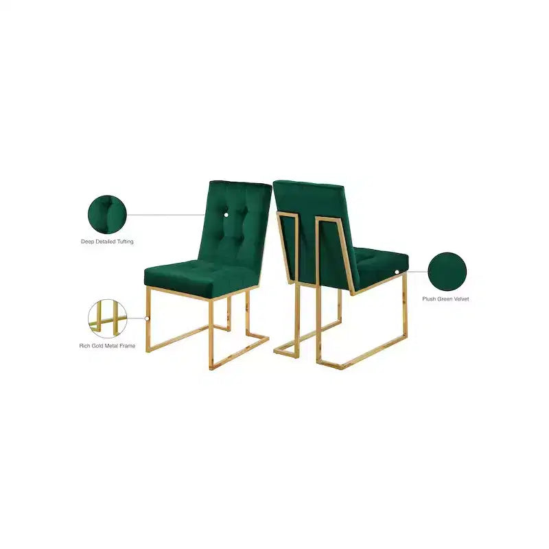 Meridian Furniture, Sedia da pranzo in velluto Pierre, Set da 2