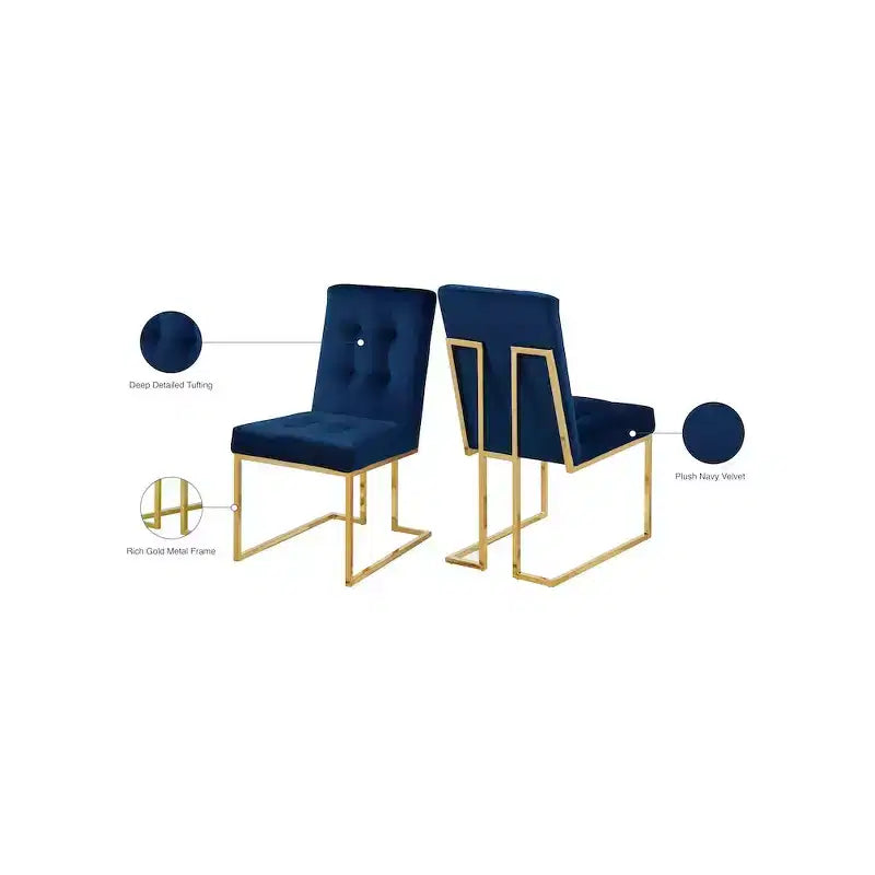 Meridian Furniture, Sedia da pranzo in velluto Pierre, Set da 2