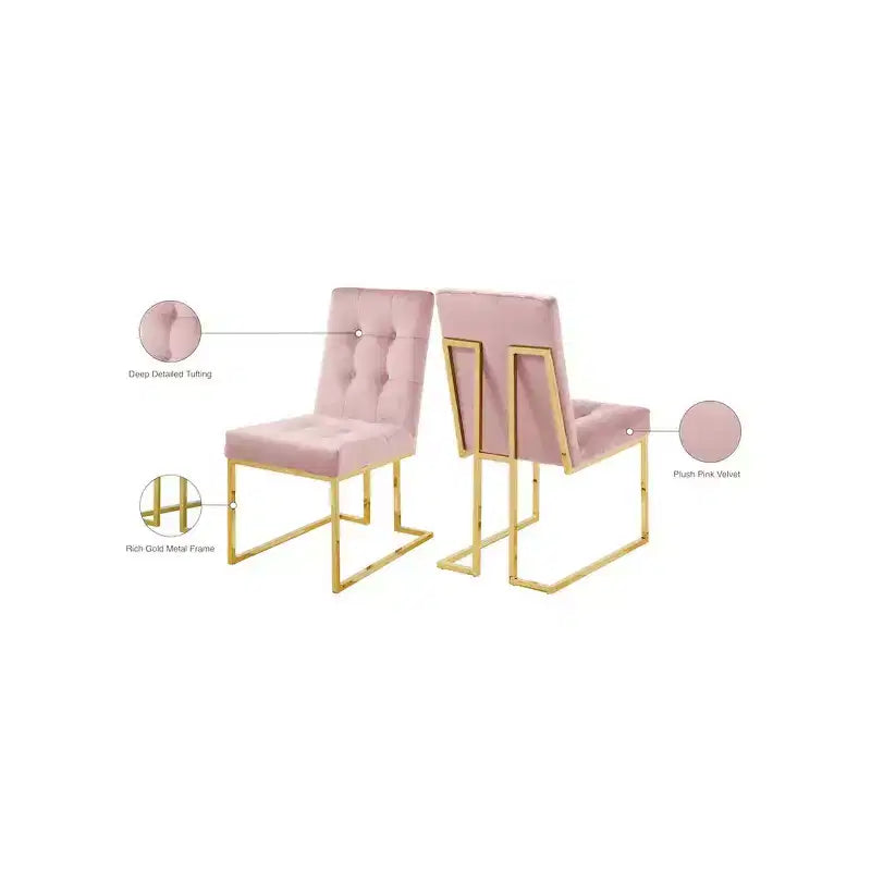 Meridian Furniture, Sedia da pranzo in velluto Pierre, Set da 2