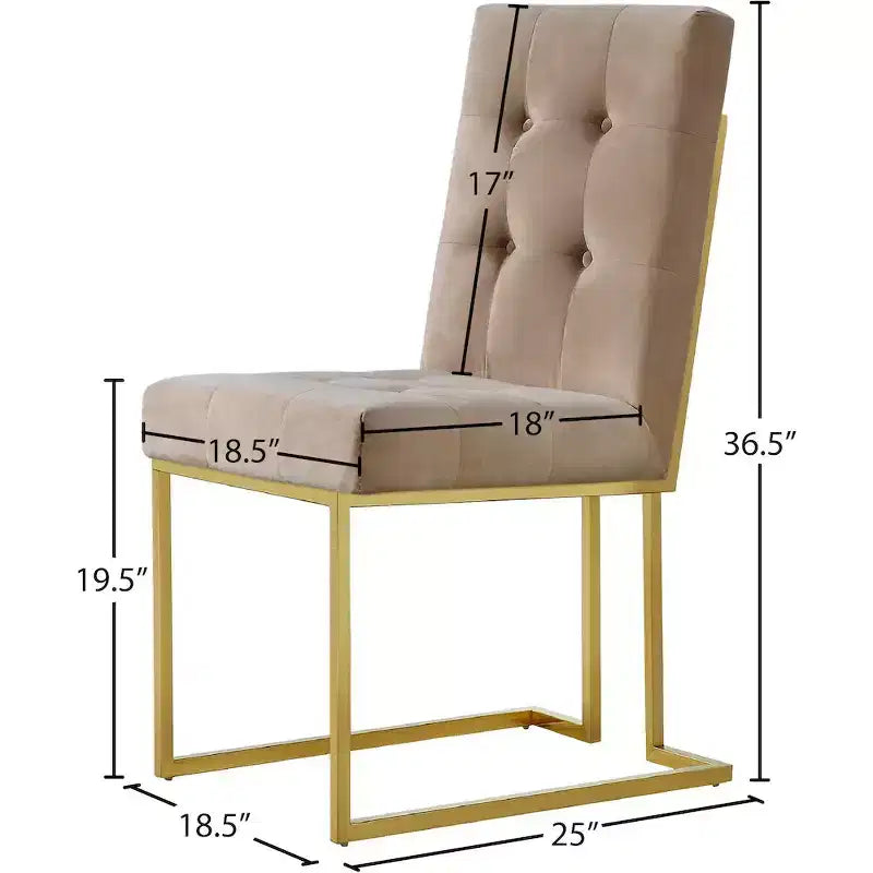Meridian Furniture, Sedia da pranzo in velluto Pierre, Set da 2