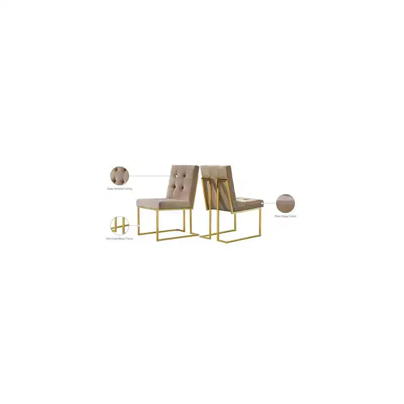 Meridian Furniture, Sedia da pranzo in velluto Pierre, Set da 2