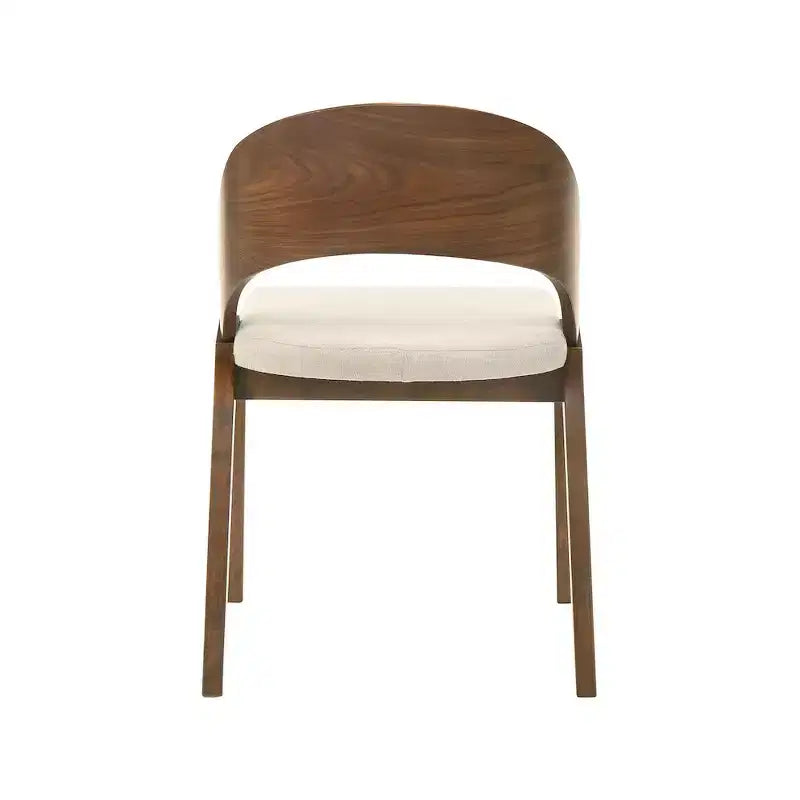 Meridian Furniture, sedia da pranzo Woodson in tessuto di lino testurizzato beige, set da 2