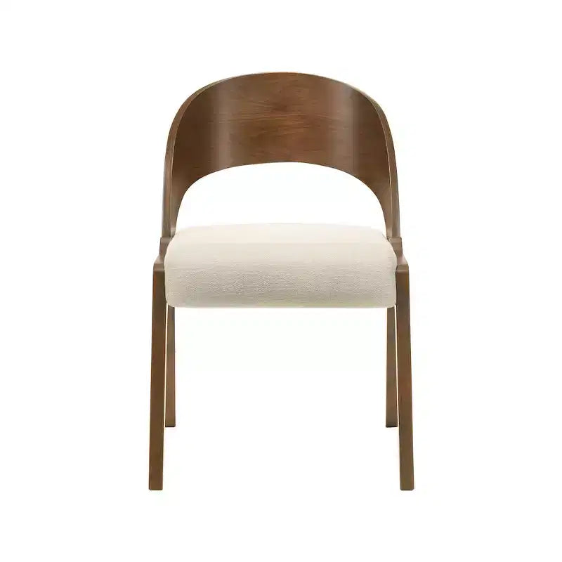 Meridian Furniture, sedia da pranzo Woodson in tessuto di lino testurizzato beige, set da 2