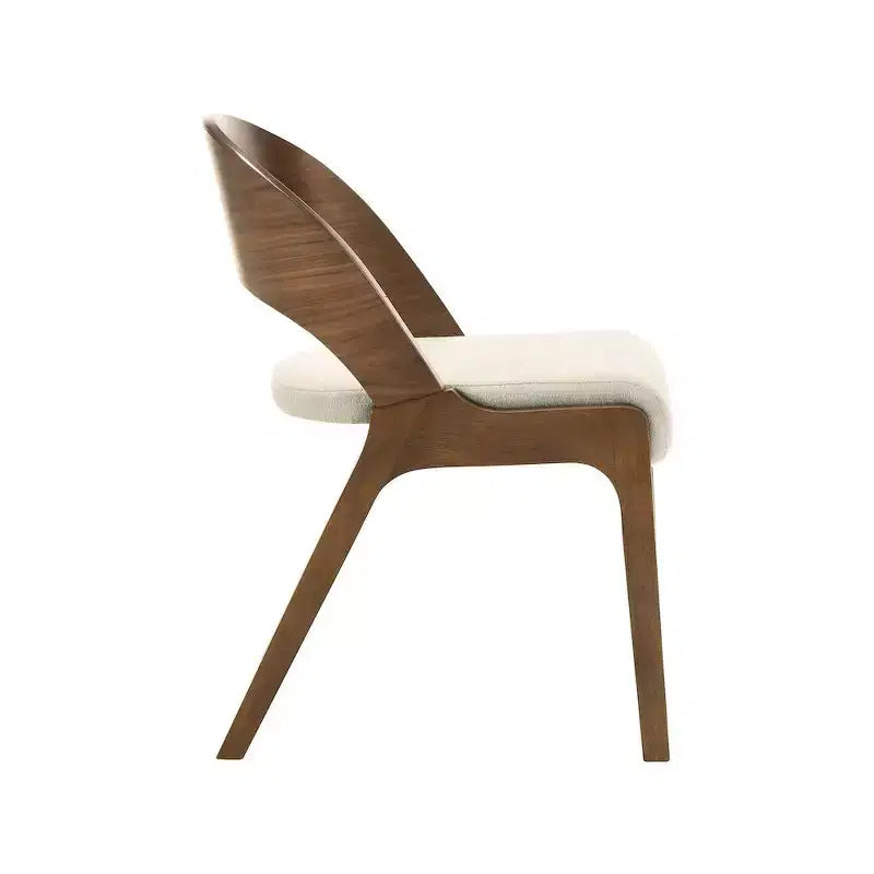 Meridian Furniture, sedia da pranzo Woodson in tessuto di lino testurizzato beige, set da 2