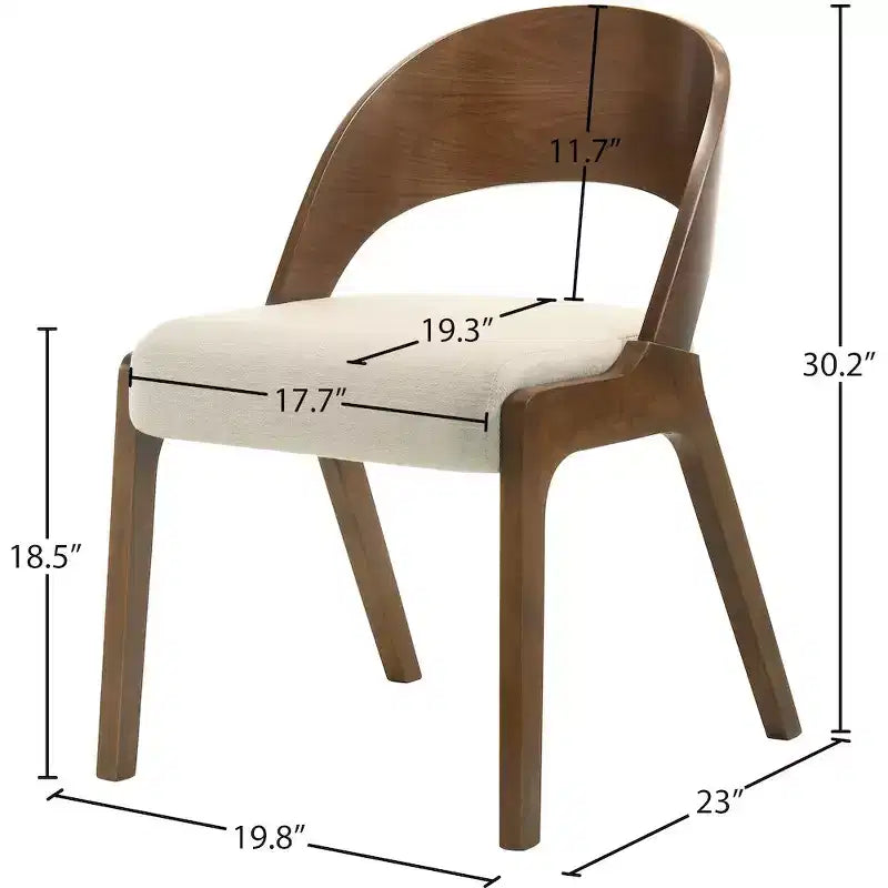 Meridian Furniture, sedia da pranzo Woodson in tessuto di lino testurizzato beige, set da 2