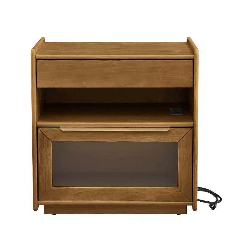 Comodino moderno con 2 cassetti, comodino moderno per camera da letto con ripiano aperto, tavolino laterale in legno per soggiorno e camera da letto