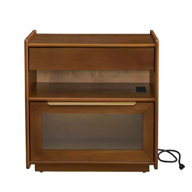 Comodino moderno con 2 cassetti, comodino moderno per camera da letto con ripiano aperto, tavolino laterale in legno per soggiorno e camera da letto