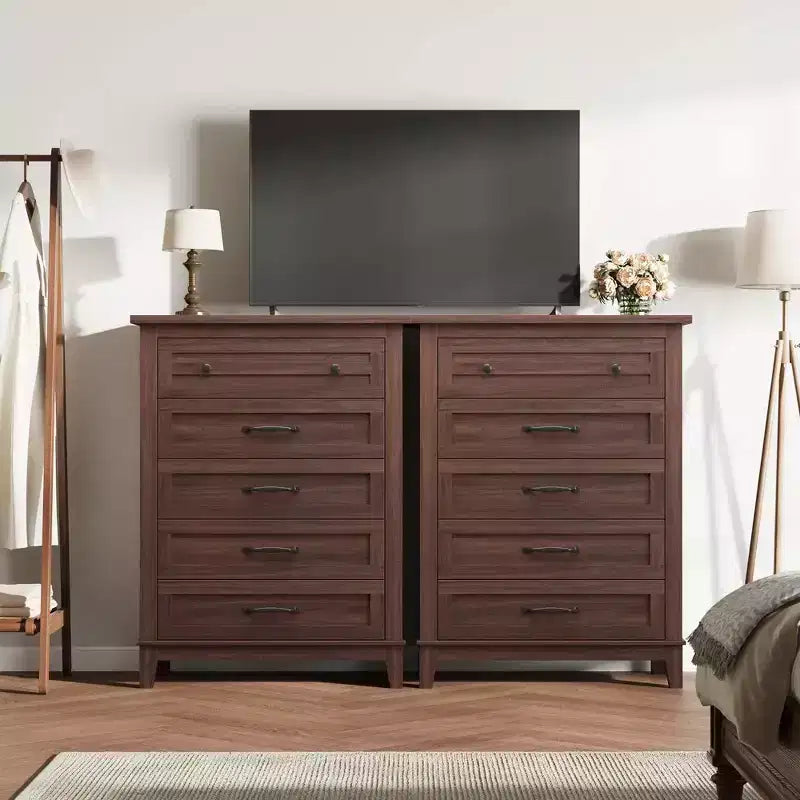 Cassettiera a 5 cassetti per camera da letto, cassettiera verticale alta 105 cm con scomparti, armadio contenitore in legno indipendente per soggiorno, camera da letto, ingresso