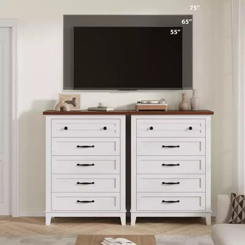 Cassettiera a 5 cassetti per camera da letto, cassettiera verticale alta 105 cm con scomparti, armadio contenitore in legno indipendente per soggiorno, camera da letto, ingresso