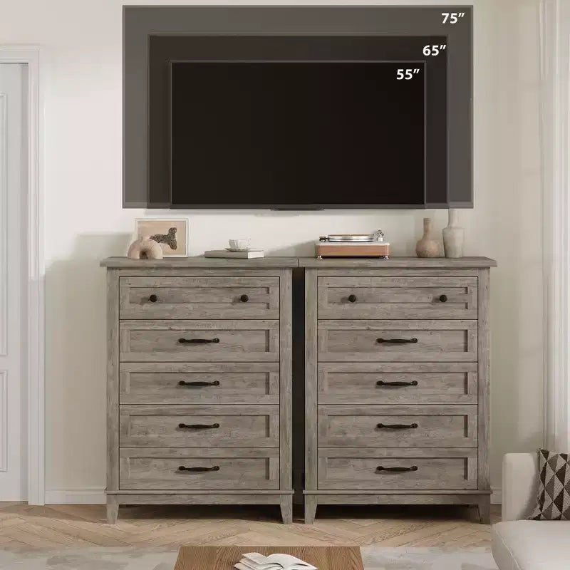 Cassettiera a 5 cassetti per camera da letto, cassettiera verticale alta 105 cm con scomparti, armadio contenitore in legno indipendente per soggiorno, camera da letto, ingresso