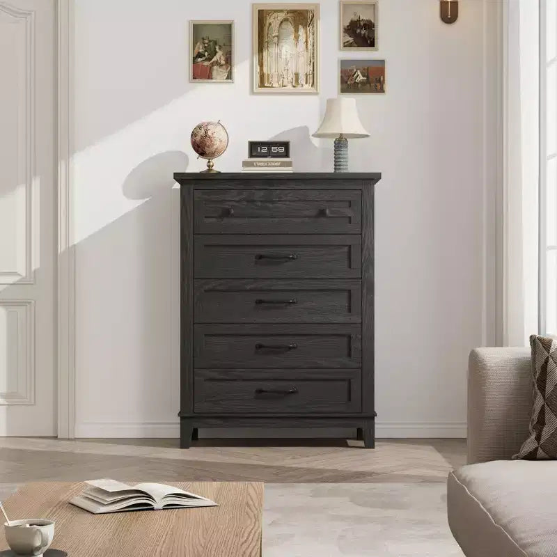 Cassettiera a 5 cassetti per camera da letto, cassettiera verticale alta 105 cm con scomparti, armadio contenitore in legno indipendente per soggiorno, camera da letto, ingresso