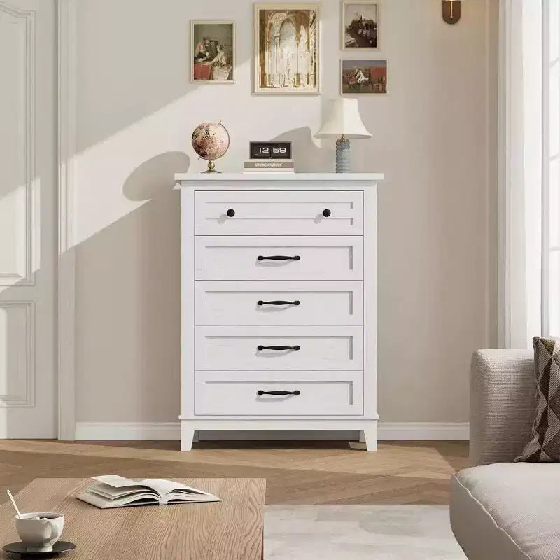 Cassettiera a 5 cassetti per camera da letto, cassettiera verticale alta 105 cm con scomparti, armadio contenitore in legno indipendente per soggiorno, camera da letto, ingresso