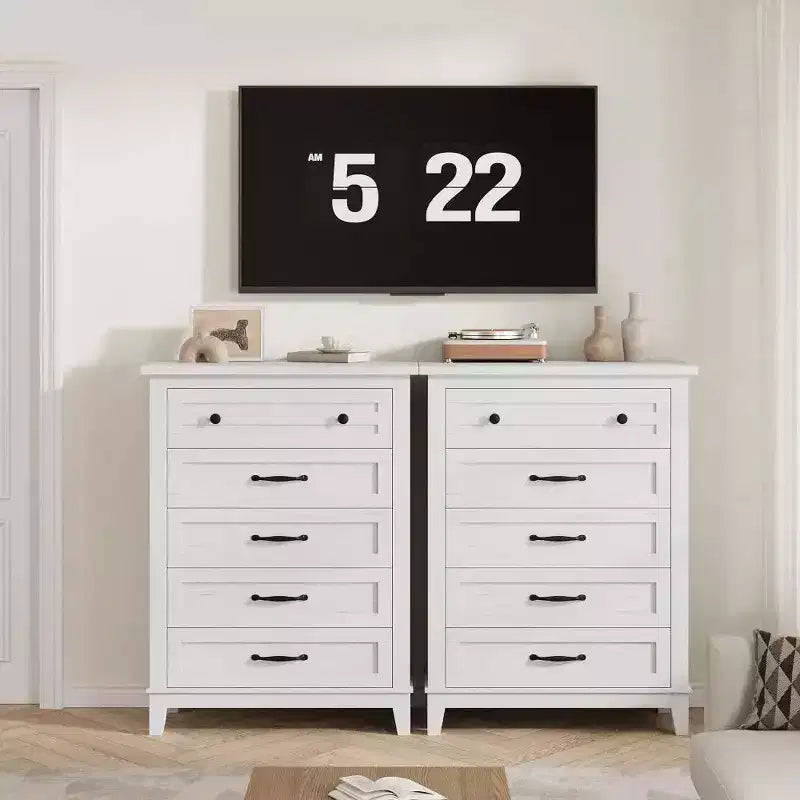 Cassettiera a 5 cassetti per camera da letto, cassettiera verticale alta 105 cm con scomparti, armadio contenitore in legno indipendente per soggiorno, camera da letto, ingresso