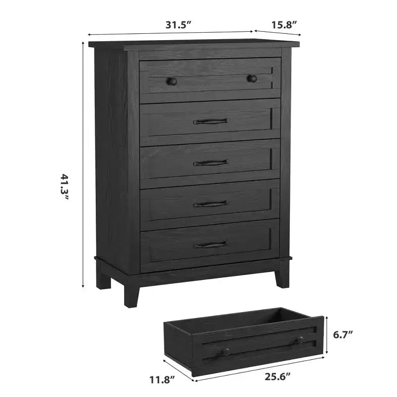 Cassettiera a 5 cassetti per camera da letto, cassettiera verticale alta 105 cm con scomparti, armadio contenitore in legno indipendente per soggiorno, camera da letto, ingresso