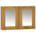 vidaXL Mirror Cabinet with Solid Teak Wood Frame - Hallway Mirror with Additional Storage Space - Wall Mounted Unit - Dimensions: 23.6 x 3.9 x 15.7