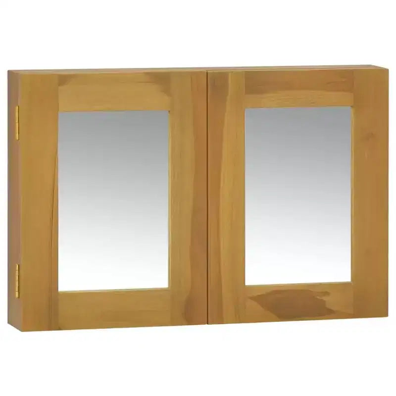 vidaXL Mirror Cabinet with Solid Teak Wood Frame - Hallway Mirror with Additional Storage Space - Wall Mounted Unit - Dimensions: 23.6 x 3.9 x 15.7