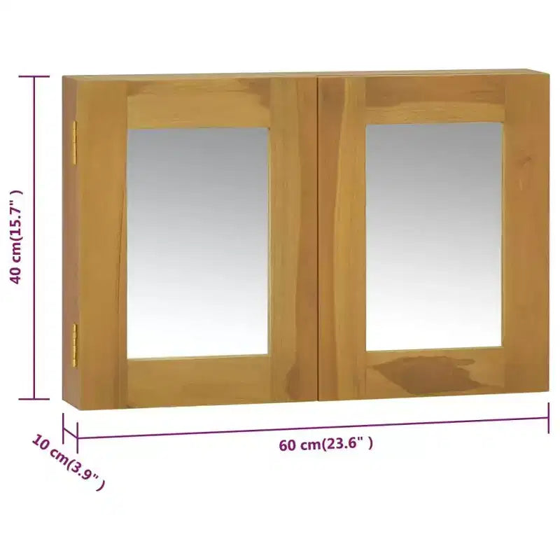 vidaXL Mobile specchiera con cornice in legno massello di teak - Specchio da ingresso con spazio aggiuntivo - Unità a parete - Dimensioni: 23,6 x 3,9 x 15,7