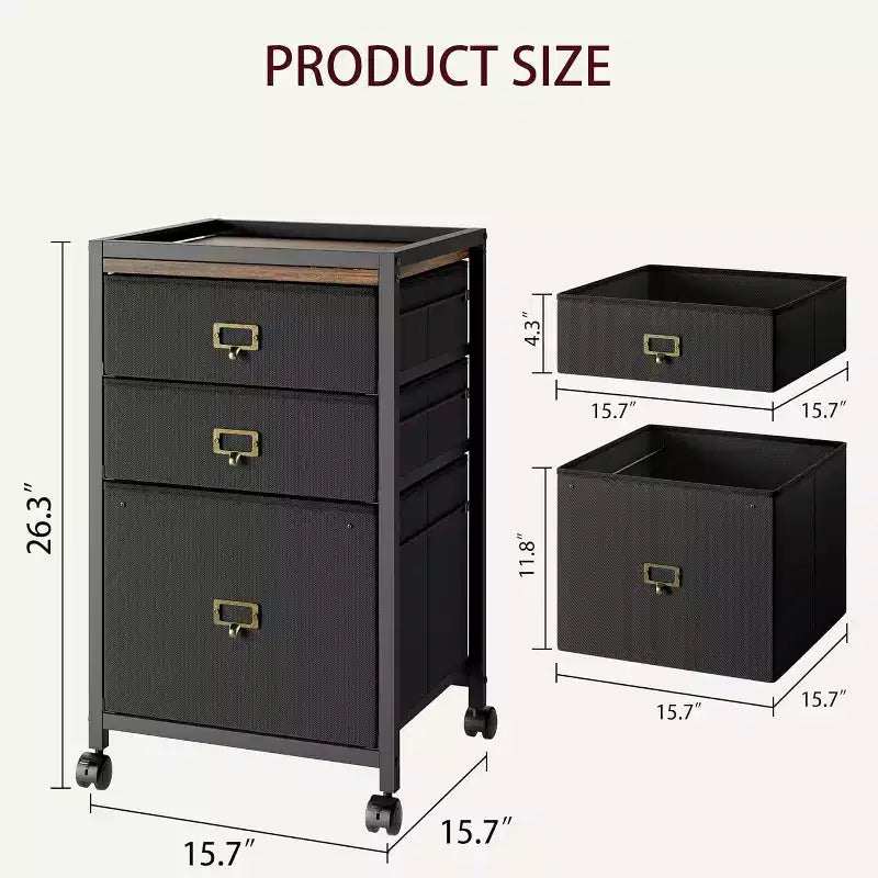 Acekool Mobile Filing Cabinet, schedario nero da scrivania con ruote bloccabili, organizer metallico per ufficio per casa, ufficio, luogo di lavoro