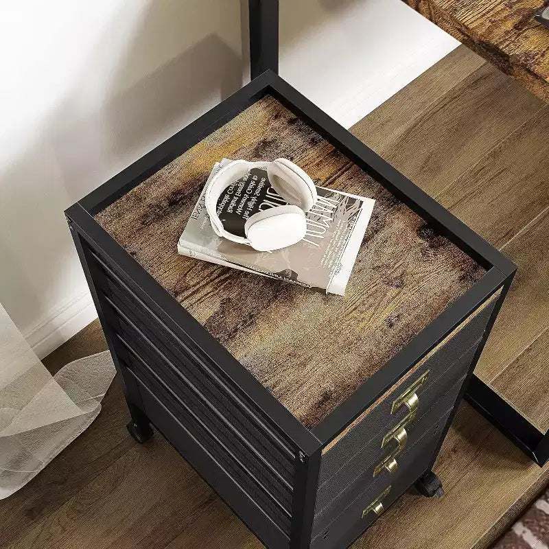 Acekool Mobile Filing Cabinet, schedario nero da scrivania con ruote bloccabili, organizer metallico per ufficio per casa, ufficio, luogo di lavoro