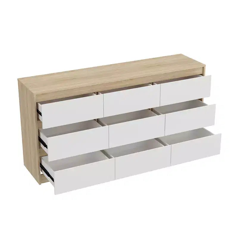 Famapy Cassettiera Minimalista Contemporanea a 9 Cassetti, Ampio Spazio per Camera da Letto/Soggiorno