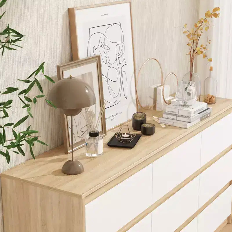 Famapy Cassettiera Minimalista Contemporanea a 9 Cassetti, Ampio Spazio per Camera da Letto/Soggiorno