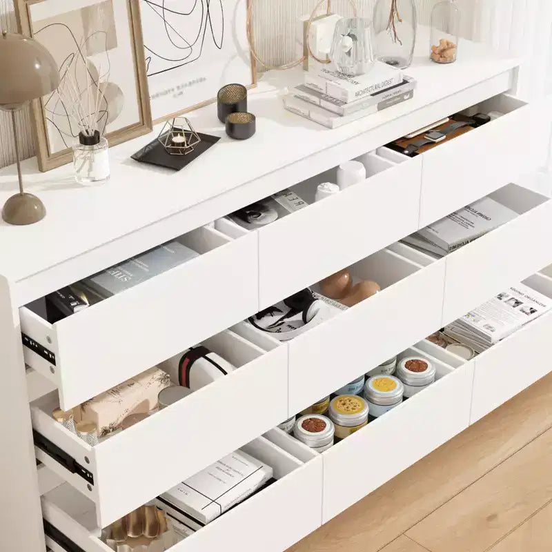 Famapy Cassettiera Minimalista Contemporanea a 9 Cassetti, Ampio Spazio per Camera da Letto/Soggiorno