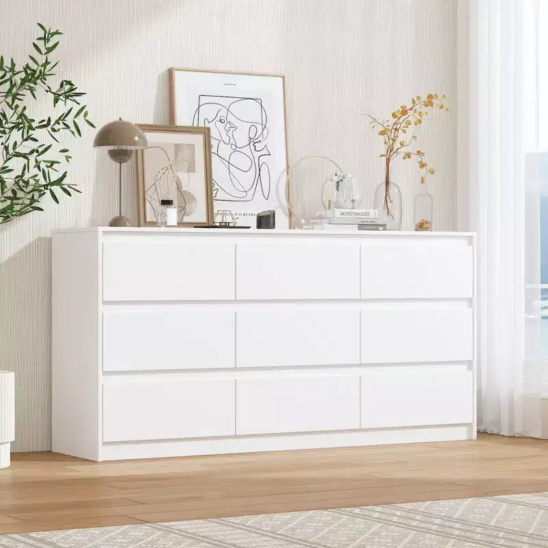 Famapy Cassettiera Minimalista Contemporanea a 9 Cassetti, Ampio Spazio per Camera da Letto/Soggiorno