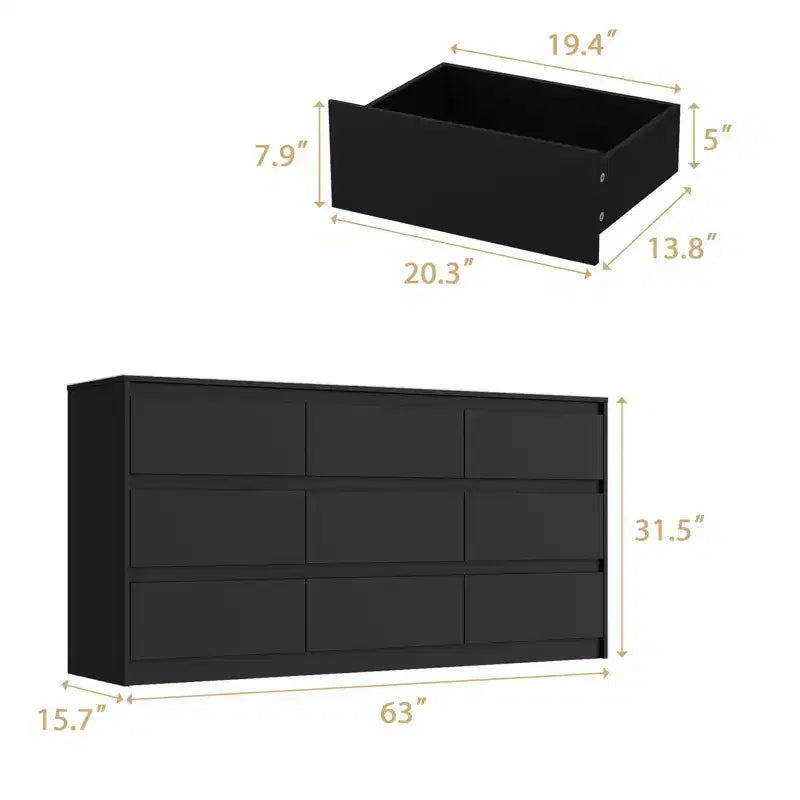 Famapy Cassettiera Minimalista Contemporanea a 9 Cassetti, Ampio Spazio per Camera da Letto/Soggiorno