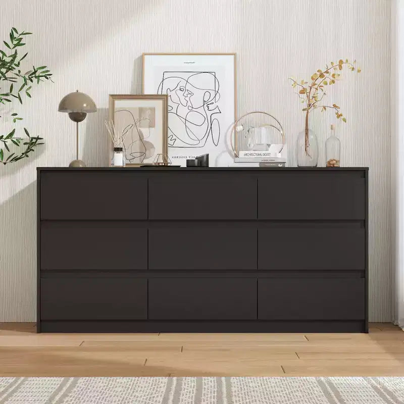 Famapy Cassettiera Minimalista Contemporanea a 9 Cassetti, Ampio Spazio per Camera da Letto/Soggiorno