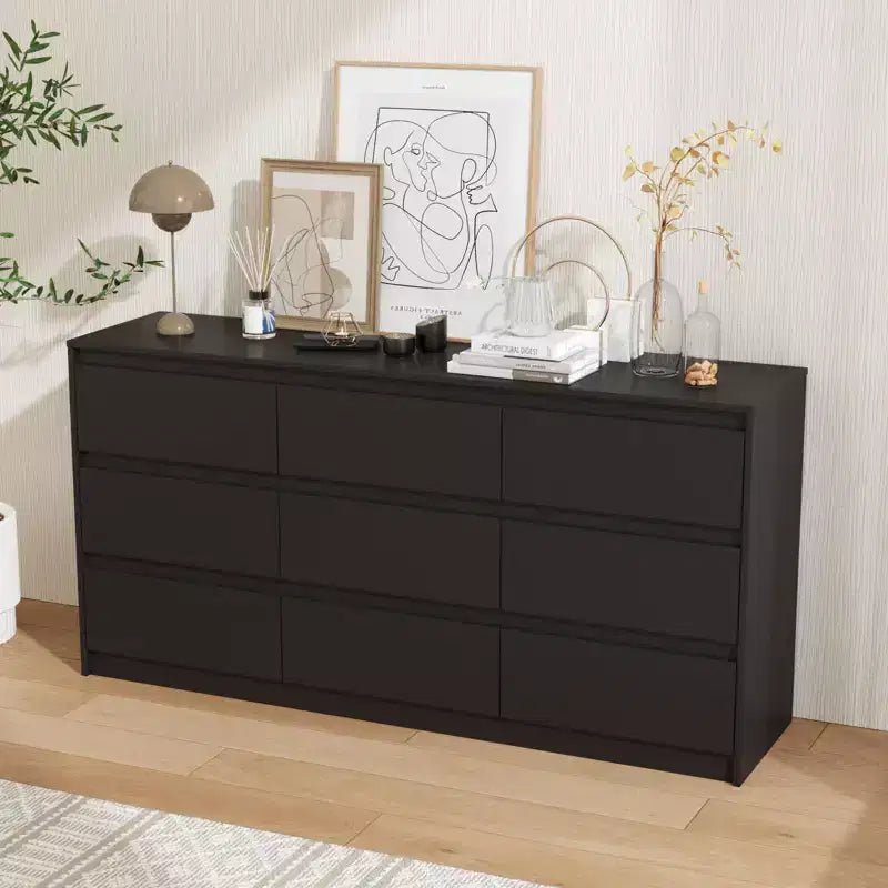 Famapy Cassettiera Minimalista Contemporanea a 9 Cassetti, Ampio Spazio per Camera da Letto/Soggiorno