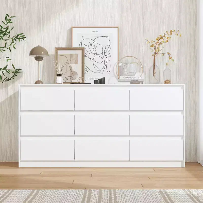 Famapy Contemporary Minimalist 9 - Drawer Dresser Chest , Spacious Storage for Bedroom/Living Room