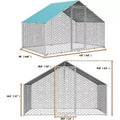 Dyonery Chicken Coop Run with Immersed Wire Mesh , Metal Chicken Run in for Yard with Waterproof Cover and Secure Lock