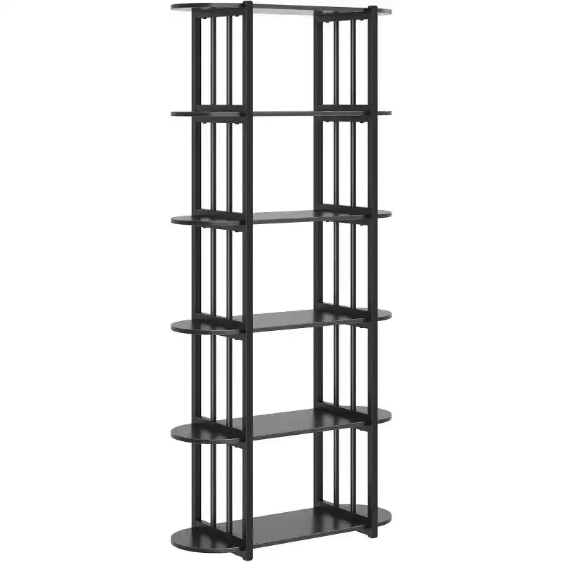 Libreria a 6 ripiani, Libreria alta moderna, Scaffale angolare industriale, Unità di scaffalatura autoportante