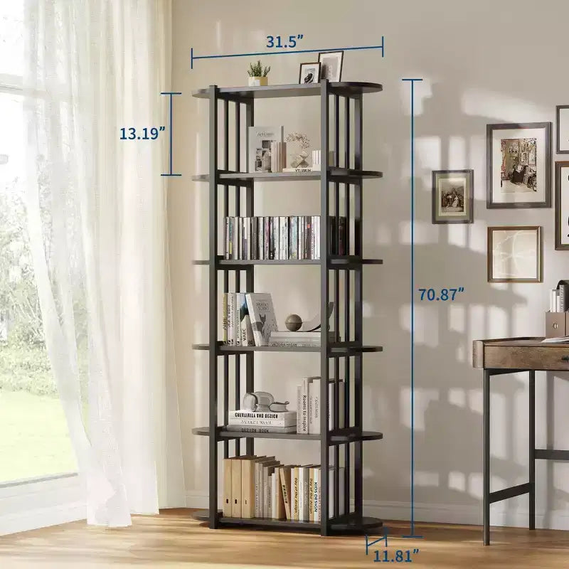 Libreria a 6 ripiani, Libreria alta moderna, Scaffale angolare industriale, Unità di scaffalatura autoportante