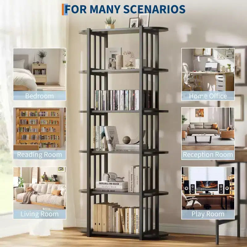 Libreria a 6 ripiani, Libreria alta moderna, Scaffale angolare industriale, Unità di scaffalatura autoportante