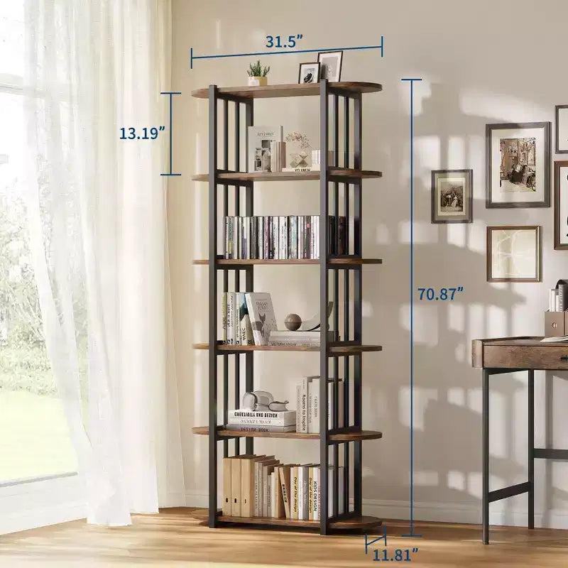 Libreria a 6 ripiani, Libreria alta moderna, Scaffale angolare industriale, Unità di scaffalatura autoportante