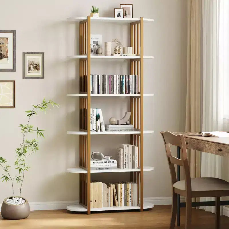 Libreria a 6 ripiani, Libreria alta moderna, Scaffale angolare industriale, Unità di scaffalatura autoportante