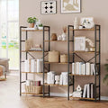 4 Tier Bookcase, Industrial Bookshelf - Adjustable Wood Shelves & Heavy Duty Metal Frame, 100Lbs Capacity, Wide Storage Organizer