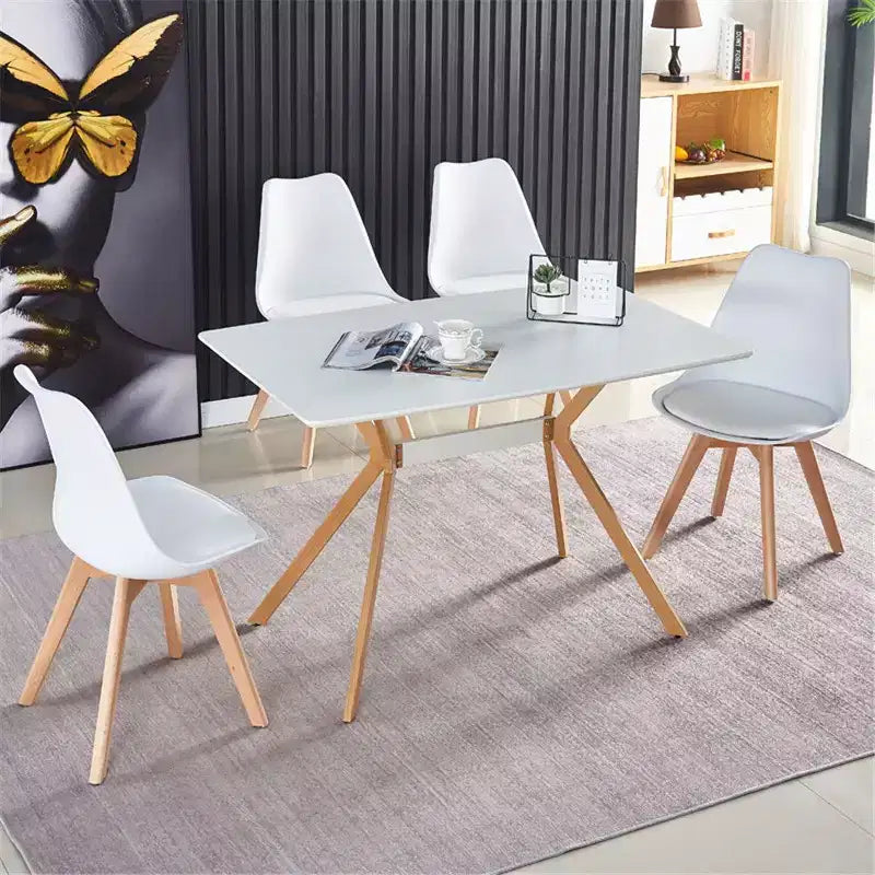Okak Tavolo da pranzo moderno 47 Tavolo in legno minimalista Ripiano in metallo Gambe in metallo a trasferimento termico per sala da pranzo cucina ufficio