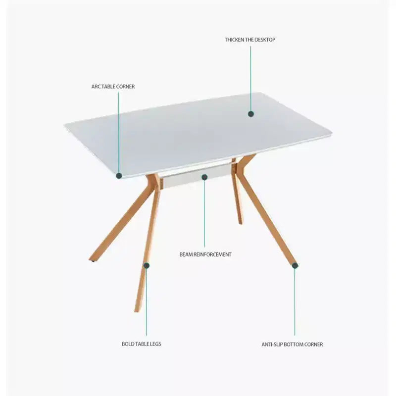 Okak Tavolo da pranzo moderno 47 Tavolo in legno minimalista Ripiano in metallo Gambe in metallo a trasferimento termico per sala da pranzo cucina ufficio