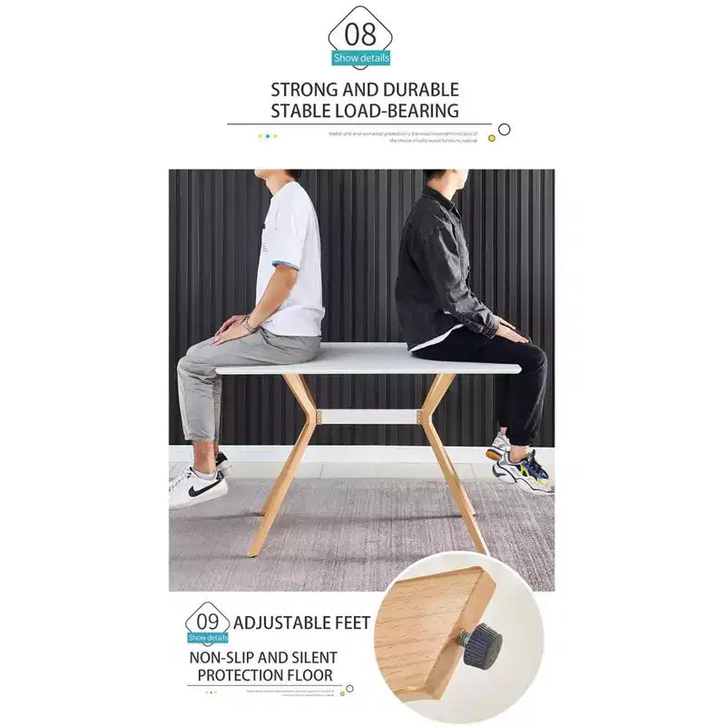 Okak Tavolo da pranzo moderno 47 Tavolo in legno minimalista Ripiano in metallo Gambe in metallo a trasferimento termico per sala da pranzo cucina ufficio