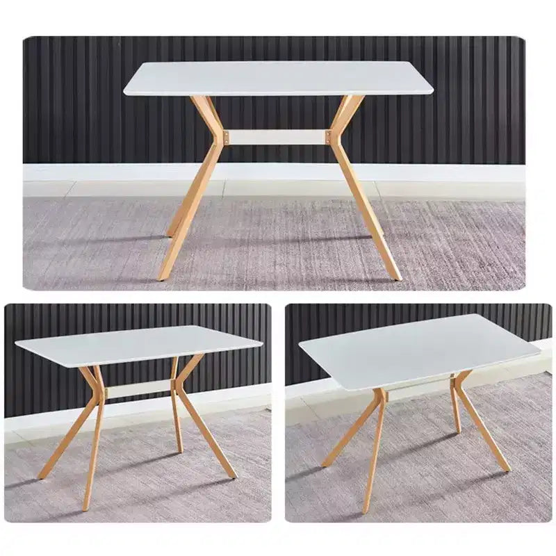 Okak Tavolo da pranzo moderno 47 Tavolo in legno minimalista Ripiano in metallo Gambe in metallo a trasferimento termico per sala da pranzo cucina ufficio