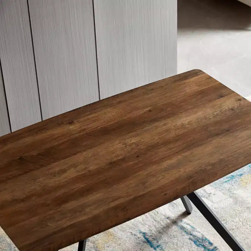 Okak Tavolo da pranzo moderno 47 Tavolo in legno minimalista Ripiano in metallo Gambe in metallo a trasferimento termico per sala da pranzo cucina ufficio