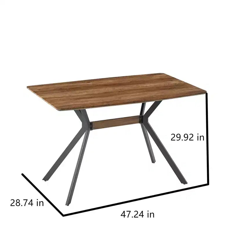 Okak Tavolo da pranzo moderno 47 Tavolo in legno minimalista Ripiano in metallo Gambe in metallo a trasferimento termico per sala da pranzo cucina ufficio