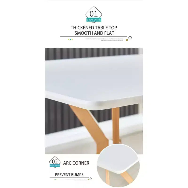 Okak Tavolo da pranzo moderno 47 Tavolo in legno minimalista Ripiano in metallo Gambe in metallo a trasferimento termico per sala da pranzo cucina ufficio